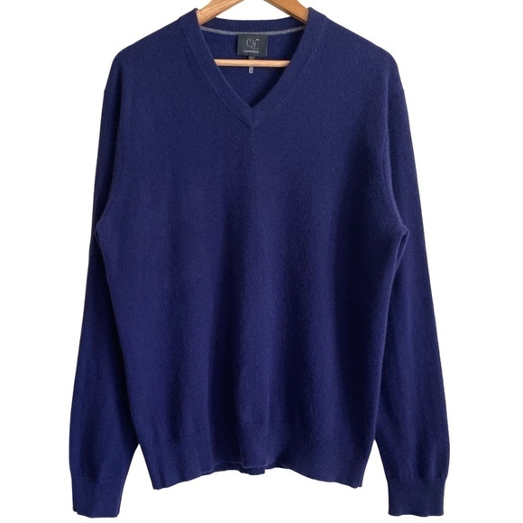 Qi 100% Cashmere Supersoft Preppy Lightweight V-Neck Pullover Sweater Sz XL - Picture 5 of 9